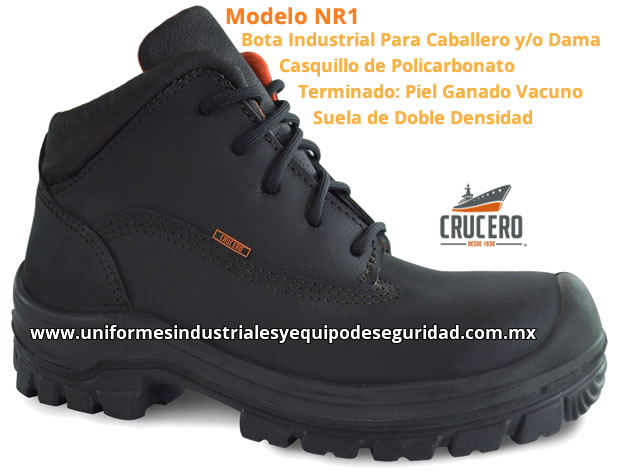 Botas Industriales Crucero Modelo NR1 Casquilo de Policarbonato - Suela de Doble Densidad